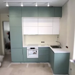 Кухня 947, угловая, зелёная